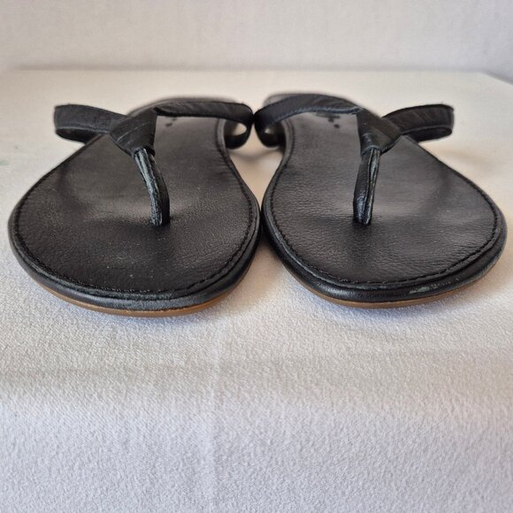 Olukai Hulali Black Leather Women's Flip Flop Slid-On Thong Sandal - Picture 7 of 9